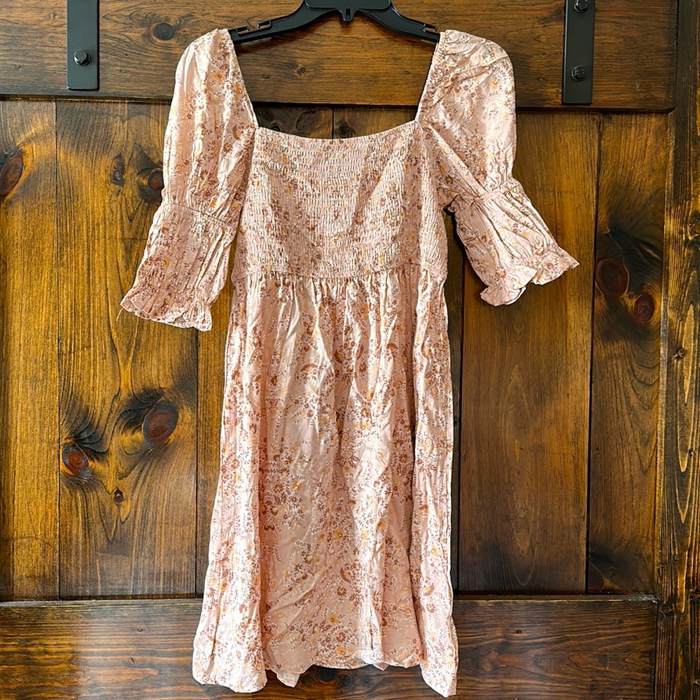Light pink smocked floral dress